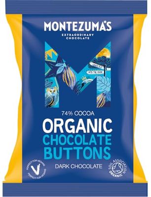 Montezuma's 74% Cocoa, Organic Dark Chocolate Buttons, Gluten Free &amp; Naturally Vegan, 120g Bag
