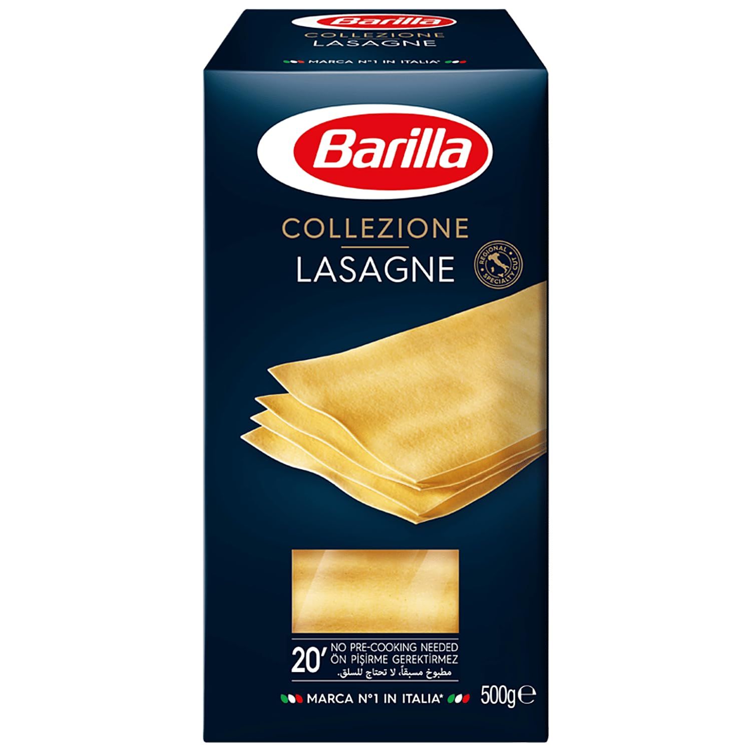 Barilla Lasagne Sheets - Authentic Italian Pasta Made with Durum Wheat - Pasta Sheets- For Tray Bakes and Lasagne - Single Pack of 1 x 500g