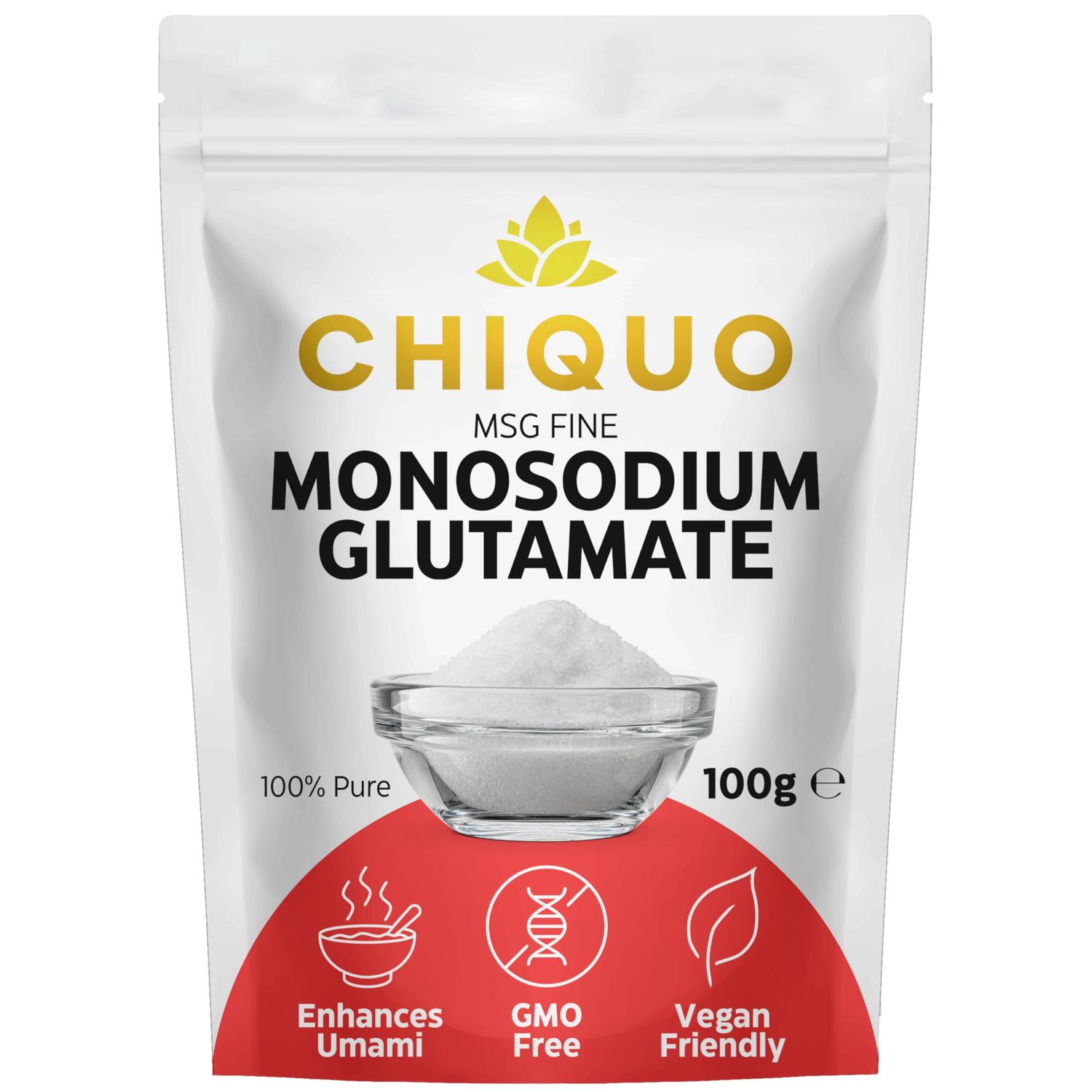 Chiquo MSG Fine 100g - Monosodium Glutamate Authentic Asian Flavour Enhancer Premium Quality Resealable Pouch