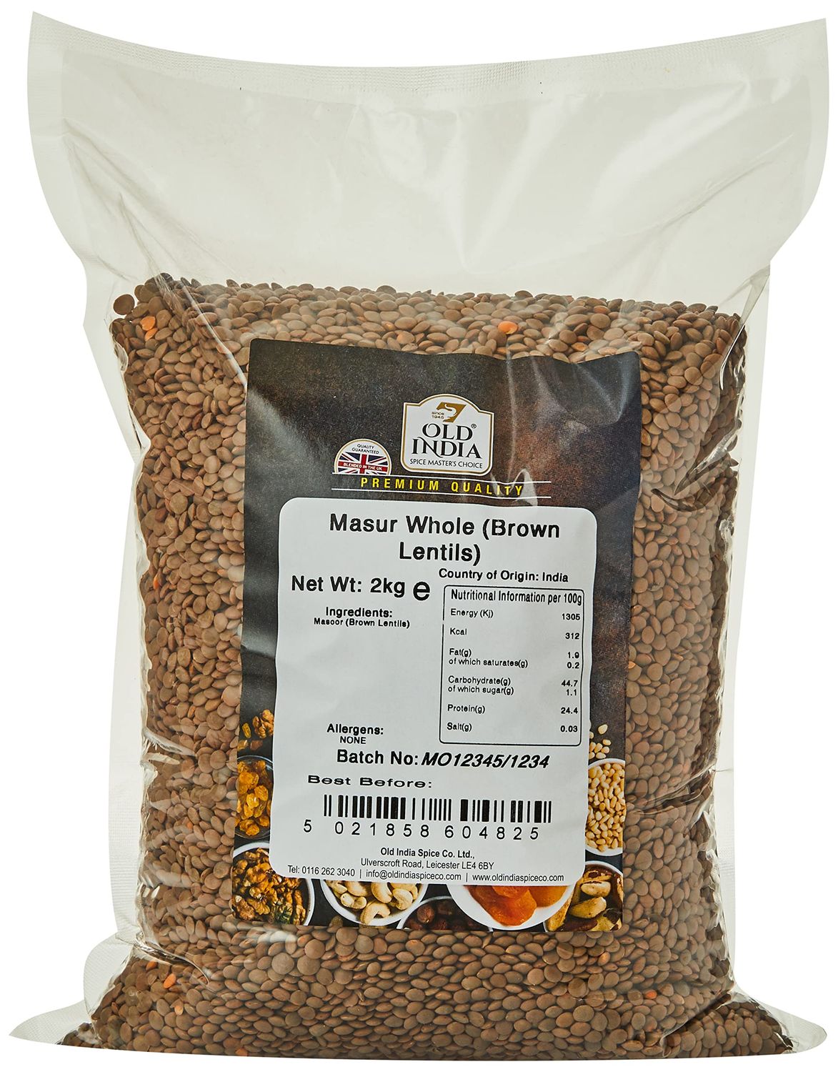Old India Masur Whole (Brown Lentils) 2kg