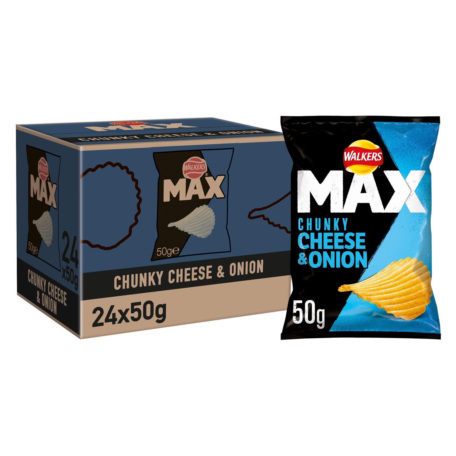 Walkers Max Cheese &amp; Onion Crisps 50g (pack of 24)