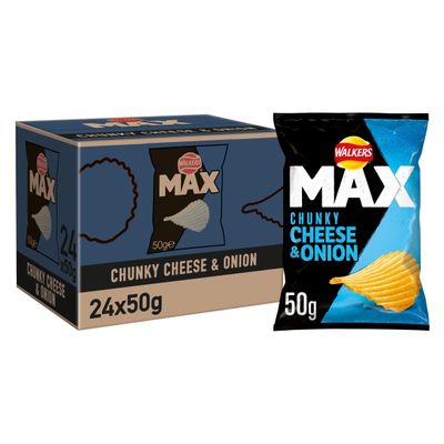 Walkers Max Cheese &amp; Onion Crisps 50g (pack of 24)