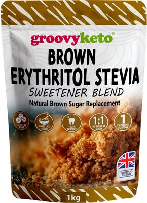 Groovy Keto Brown Erythritol & Stevia Blend 1kg - Natural Brown Sugar Substitute for Baking & Cooking, Keto & Diabetic Friendly, Low Calorie & Low Carb, Ideal Sugar Alternative