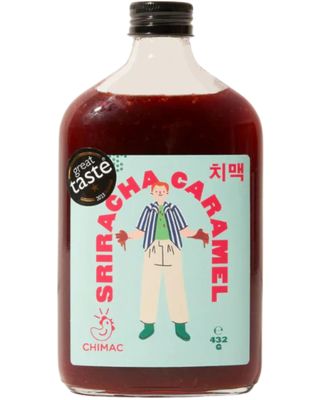 Chimac Sriracha Caramel Sauce Sweet &amp; Spicy Caramel with Garlic and Sriracha Sticky Syrup for Chicken, Wings, Desserts &amp; Glazing Korean Inspired Made in Dublin Gourmet Sauce 432g
