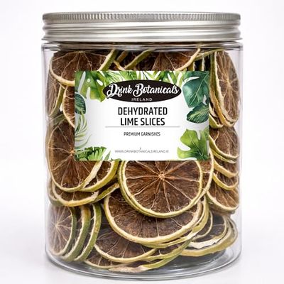 Dehydrated Dried Lime Slices Wheels 135 + Slices 100% Natural No Added Sugars Cocktails, Wreath Making, Tea, Cakes, Garnish Decoration Limes for Cocktails PET Jar 4.2 OZ, 120 Grams