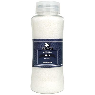 Pegasus Kosher Sea Salt Coarse 800g, Certified Kosher Coarse Grain Salt, Ideal for Cooking, Seasoning and Finishing, Natural Texture, Resealable Bottle, (Pack of 1)