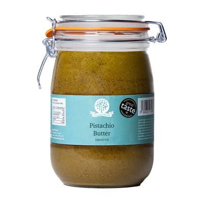 Nutural World - Smooth Pistachio Nut Butter (1kg) Reusable Glass Jar Great Taste Award Winner - 100% Pure - Single Ingredient