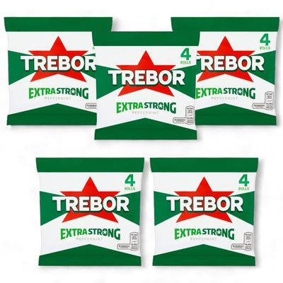 Trebor Extra Strong Mint Roll - Pack of 20 (5 pack x 4 rolls)