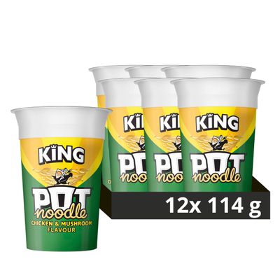 Pot Noodle Chicken &amp; Mushroom King Pot Noodle instant vegetarian snack quick to make noodles Instant Noodle 12x 114 g