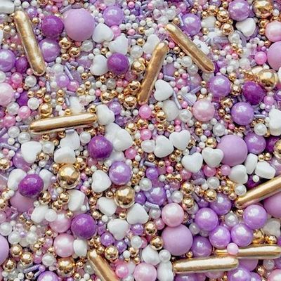 Purple lilac pink metallic gold edible sprinkles cakes pearls cupcake cookies cake toppers 100s and 1000s eid Mother's Day birthday baking decoration PERFECTLY PURPLE
