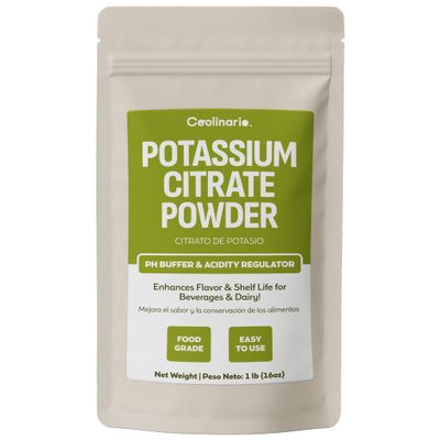 Coolinario Potassium Citrate Powder (1 LB) pH Buffer & Acidity Regulator for Beverages & Dairy Enhances Flavor & Shelf Life Perfect for Sports Drinks, Cheese & Jams Food Grade