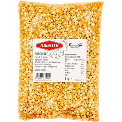 AKSOY Popping Corn Kernels - 1KG Popcorn Seeds for Stovetop, Microwave &amp; Air Popper Freshly Harvested Corn for Delicious Homemade Popcorn Snacks... (Packaging may vary)