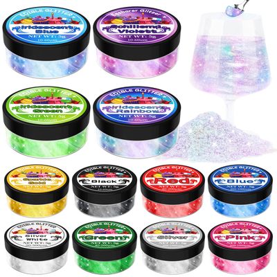 Edible Glitter - 12 Shimmer Colours Luster Dust Edible - 5g/each, Metallic Edible Glitter for Drinks, Food Colouring for Cake Decorations, Chocolate, Drinks, Cakes, Beverage