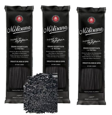 Italian Black Squid Ink Pasta 3 x 500g packs with recipe card