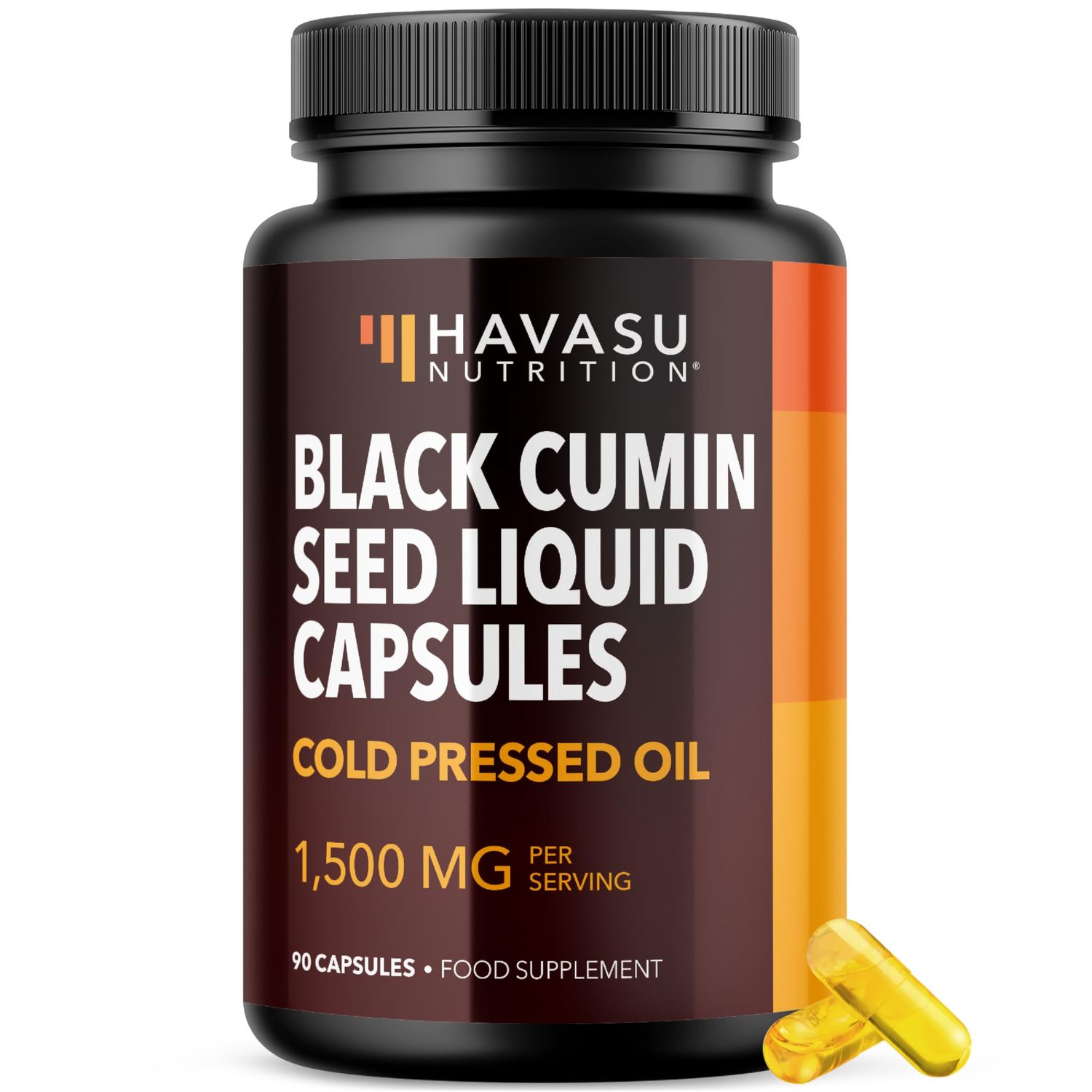 Cold Pressed Black Seed Oil Capsules - 1500mg Black Cumin Supplement for Immune Function, Digestive Support &amp; Overall Health - Hair &amp; Skin Superfood - Nigella Sativa - 1 Month Supply, Unflavoured