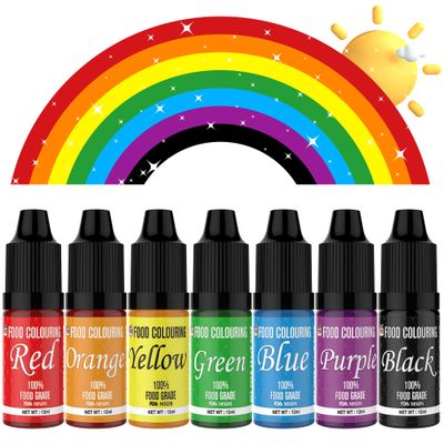 FANKOO Food Colouring - 7 Colour Concentrated Liquid Cake Food Colouring Set for Baking, Fondant, Cake Decorating - Vibrant Food Colour Dye for Airbrush, Slime Making and DIY Crafts - 12ml Each