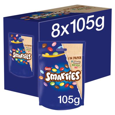 Smarties Milk Chocolate Sharing Bag, 8 x 105 g