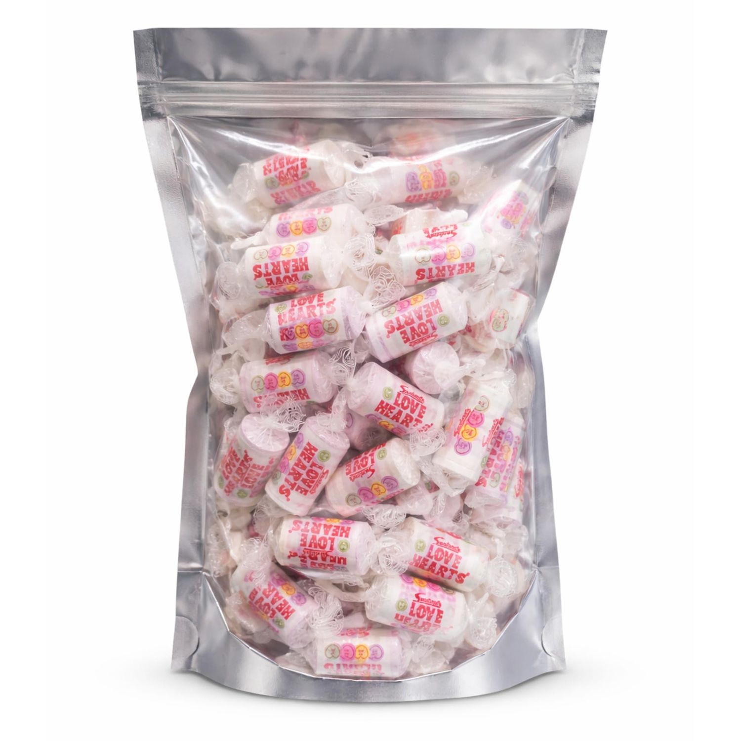 GRO VITS - 50 x Love Heart Sweets Mini Rolls 50 Pack Individually Wrapped Love Hearts Rolls Romantic Sweet Treats for Couples, Assorted Pick and Mix for Parties, Gifts, and Sharing.