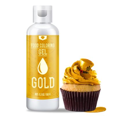 Gel Food Colouring - 150g Vivid Food Colouring Gel for Baking, Cake Decorating, Icing, Cookie, Fondant and Macaron - Tasteless Food Colour Dye for Frosting, Easter Egg, Soap Making and Crafts (Gold)