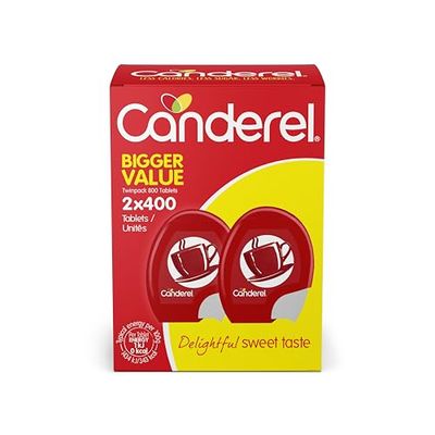 Canderel Sweetener Tablets 2x400 Zero Calorie Sweetener, Sugar Free and Diabetic Friendly Perfect Sugar Substitute for Tea & Coffee 800 Sweeteners Value Pack