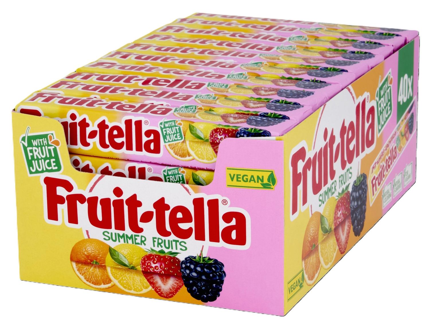Fruittella Summer Fruits Soft Chew Sweets, Vegan Friendly - 40 x 41 g Sticks
