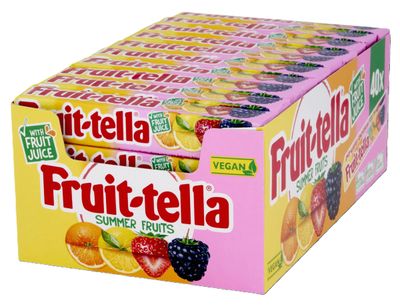 Fruittella Summer Fruits Soft Chew Sweets, Vegan Friendly - 40 x 41 g Sticks
