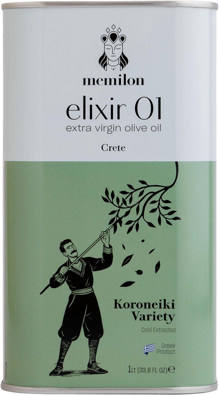 Memilon Elixir 01 - Greek Extra Virgin Olive Oil from Crete 1L Low Acidity 0.3% &amp; High Phenolic Cold Pressed from Traditional Family Mill Harvest 2025/26 100% Koroneiki from Phaistos