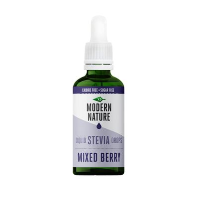 Modern Nature Mixed Berry Flavour Drops - Liquid Stevia Drops Sweetner - Zero Calorie Sugar Free Squash Alternative - Water Flavouring Drops, Protein Powder, Yoghurt, Tea - Vegan, Keto Sweetener 50ml