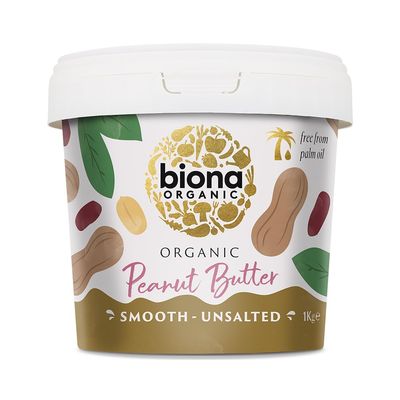 Biona Organic Smooth Peanut Butter 1KG - Unsalted & Palm Oil Free - Made with Freshly Roasted Organic Nuts - Source of Vegan Protein - Gluten & GMO Free