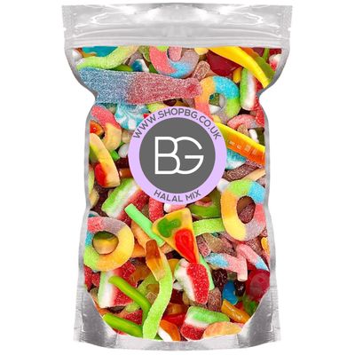 100% Halal BG Quality Pick &amp; Mix Sweets - Large Retro Candy Sweeties 800g Pouch Gummy Jelly Fizzy Chewy Pick n Mix
