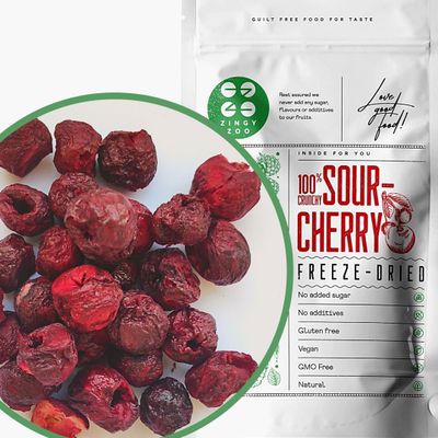 Dried Cherries Pure Freeze Dried Fruit No Added Sugar Dried Sour Cherries Freeze-Dried Fresh Dehdrated Frozen Cherries to Fruit Snack Also for Baking or Smoothie Healthy Snacks (90g)