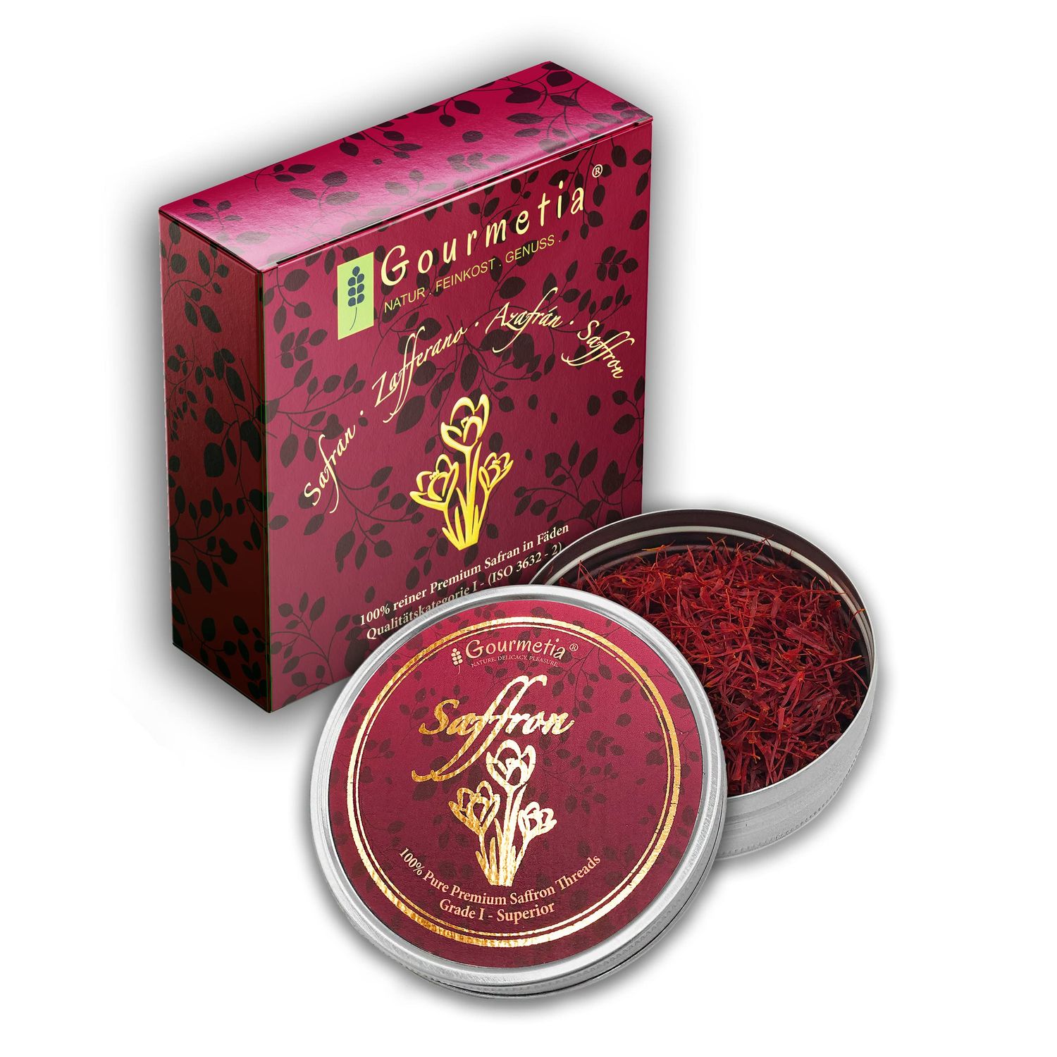 Gourmetia Saffron, Saffron Threads in Premium Quality 5 Grams - Category I Superior (ISO 3632-2)