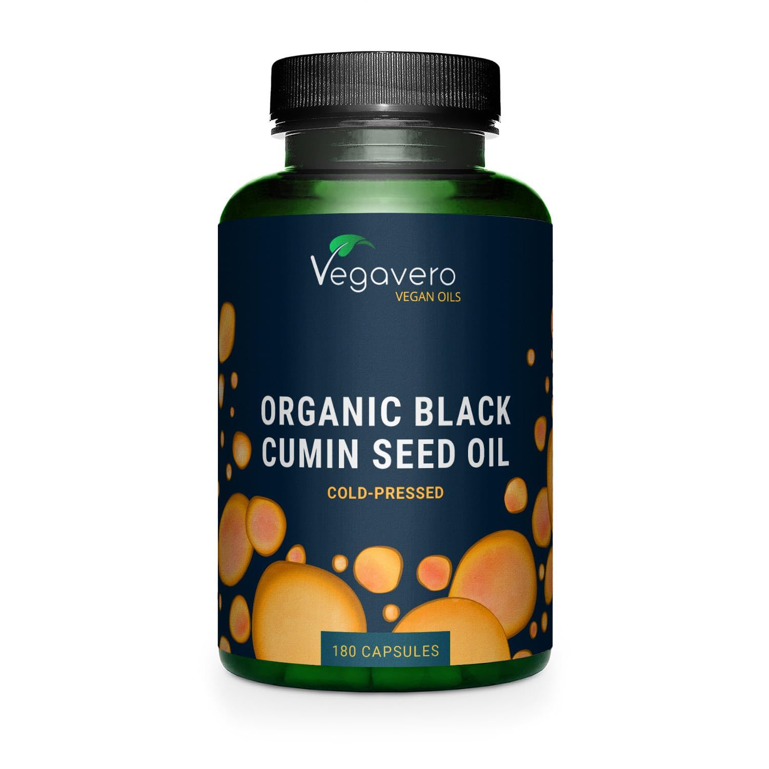 Vegavero Organic Black Cumin Seed Oil 1000 mg Cold Pressed 180 Capsules Nigella Sativa High Strength Thymoquinone &amp; Linoleic Acid NO Additives Vegan Added Vitamin E