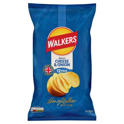 Walkers Cheese &amp; Onion Multipack Crisps 12x25g