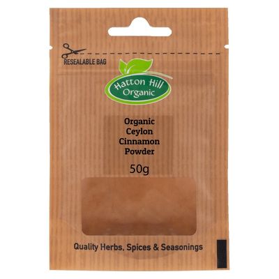 Organic Ceylon Cinnamon Powder 50g by Hatton Hill Organic
