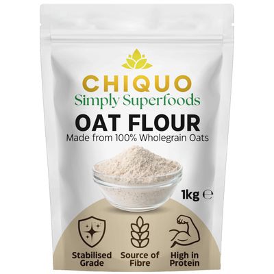 Chiquo Oat Flour 1kg - Premium Stabilised 100% Wholegrain Oats High Protein & Fibre, Low Fat No Added Sugar Vegan & Clean Eating Friendly Perfect for Pancakes, Baking, Smoothies & Cooking