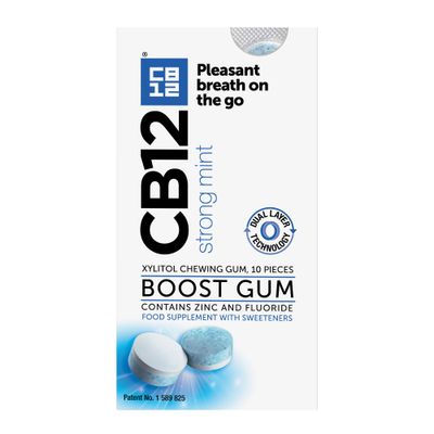 CB12 Boost Chewing Gum - Instant Freshness on the Go, Prevents Bad Breath, Sugar-Free, Cool Mint Flavour - 10 pcs