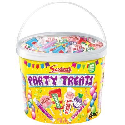 Swizzels Party Treats Extra Large Sweets Tub A Large Assortment of Delicious and Fruity Sweets Lollies Perfect for Parties Bulk Tub 4kg