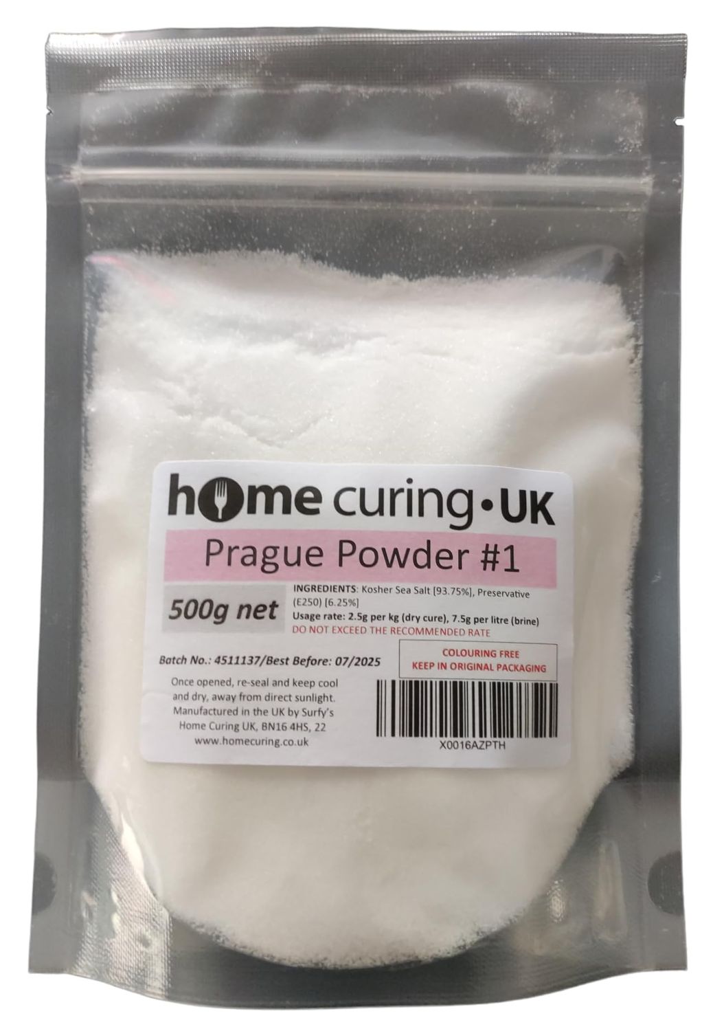 Surfy's Prague Powder #1 (Instacure No.1) Pink Curing Salt (500g) - Colouring Free