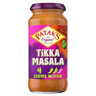 Patak's Tikka Masala Curry Sauce 450g Medium Spice Serves 4 Authentic Indian Simmer/Cooking Sauce