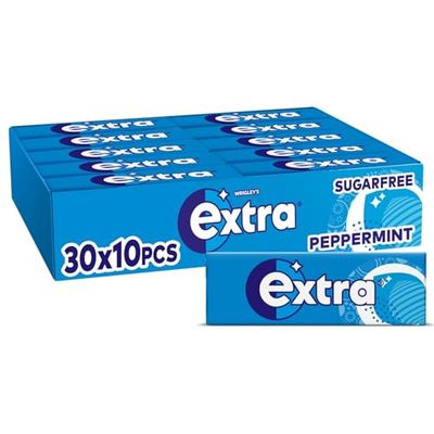 Wrigley s Extra Peppermint Sugar Free Chewing Gum Bulk Pack 30 x 10 Pieces - Xylitol Gum for Fresh Breath, Long Lasting Flavour, Multipack Gum for Sharing, Office, Travel & Everyday Use