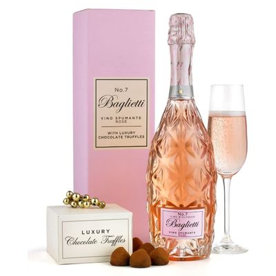 Thornton &amp; France Sparkling Wine &amp; Chocolates Gift Set For Her With Rose Wine &amp; Chocolate Truffles In A Pink Gift Box Birthday Gift For Her