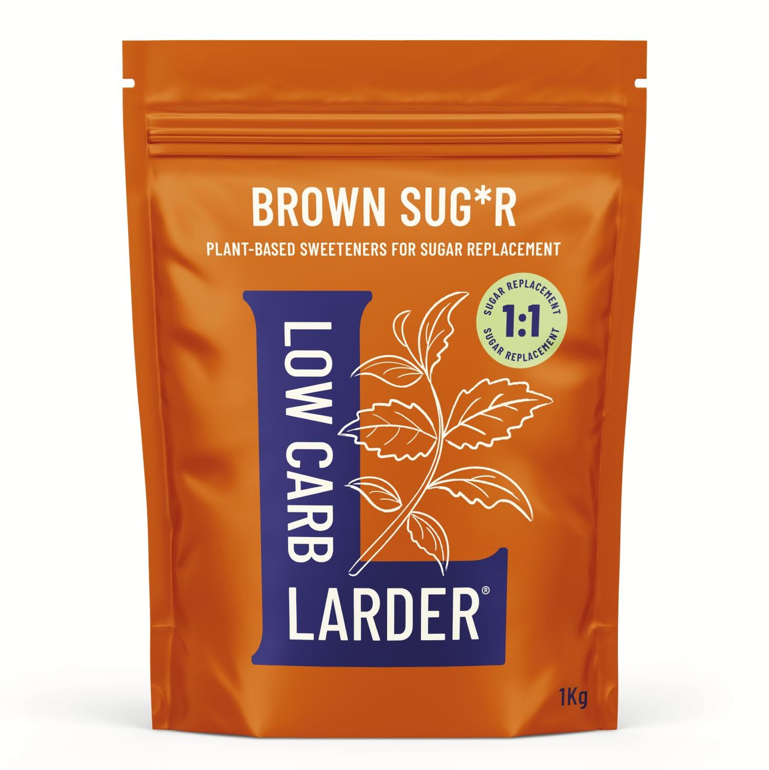 Low Carb Larder Erythritol Blend 1kg - Stevia, Erythritol &amp; Chicory Root Fibre Plant Based Brown Sugar Alternative - Keto Friendly, 0g Net Carbs, Zero Calorie, for Baking &amp; Hot Drinks