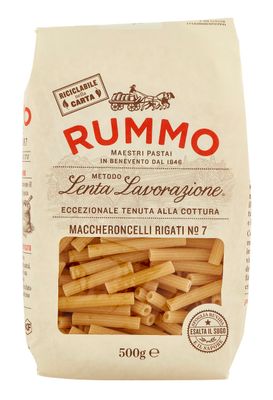Rummo Maccheroncelli Rigati No. 7 - Ridged Italian Pasta, Masterfully Crafted for Maximum Sauce Absorption &amp; Richness, 500 g (Pack of 1)