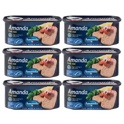 Amanda 555 Pressed Cod Roe - 6 × 200 g Rectangular Ring-Pull Tins The Original Cod Roe High Protein, Omega-3, Vitamin D &amp; B12 MSC Certified, Sustainable &amp; Ready-to-Serve (6 x 200g)