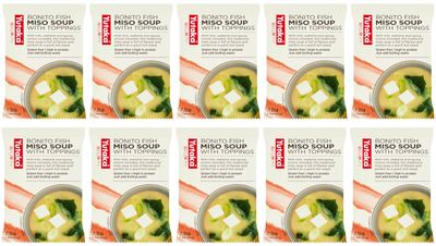 Yutaka - Instant Bonito Fish Miso Soup with Toppings 7.5g, Pack of 10 - Japanese-Style Freeze-Dried Soup with Tofu, Seaweed & Spring Onion - Gluten Free, High Protein, Quick & Authentic Hot Snack
