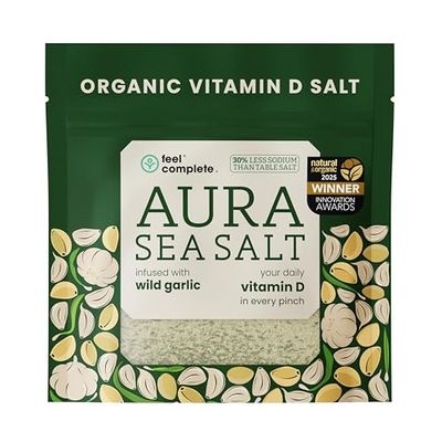 Feel Complete Organic Aura Sea Salt Wild Garlic Infused Celtic Sea Salt Daily Vitamin D In Every Pinch Perfect Finishing Salt Tastes Great on Eggs Chicken Steak Salads Pasta Vegan