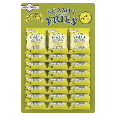 Smith's Savoury Selection Scampi &amp; Lemon Fries 27g (Sheet of 24 Bags) - Scampi and Lemon Flavor Cereal Snack [Packaging may vary]