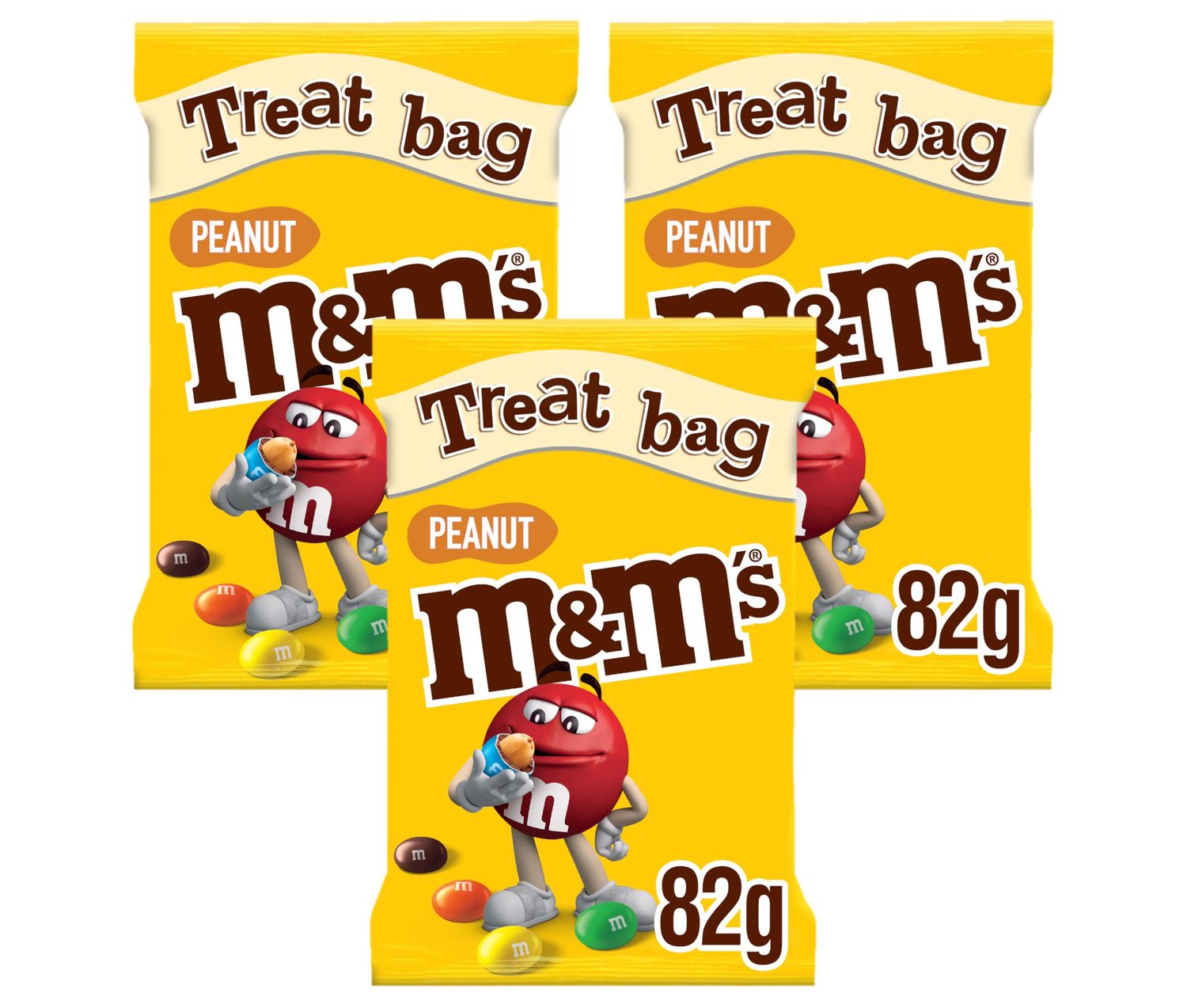 M&amp;M'S Peanut Bundle, Chocolate Gifts &amp; Treat Bags, 3 Packs of 82g