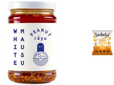 White Mausu Peanut Rayu Chilli Oil - 240g + Indulge Snack Original Crunchy Peanut & Chilli Oil with Garlic, Sesame & Tamari Vegan Sweet & Savoury Umami Sauce from SuperfoodUK (Pack of 1)